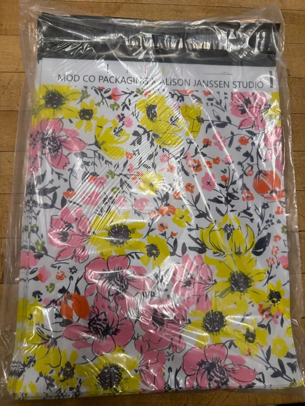 Floral Shipping Envelope – Pink & Yellow Blossom Design set of 100